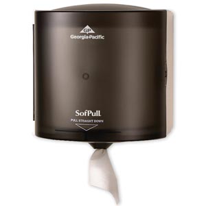 Dispenser Hand Towel SofPull® Translucent Smoke High Capacity Centerpull 0.875'W x 10.357'D x 11.469'H, by Georgia Pacific  ID GPC582-01